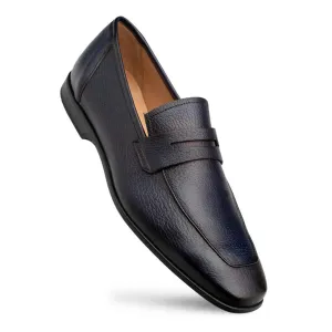 Men's Deerskin Blue Penny Loafer By Mezlan Made In Spain Brand