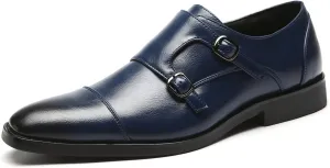 Mens Dress Shoes Italian Fashion Double Monk Strap Slip On Loafer Shoes Oxford Leather Shoes for Men