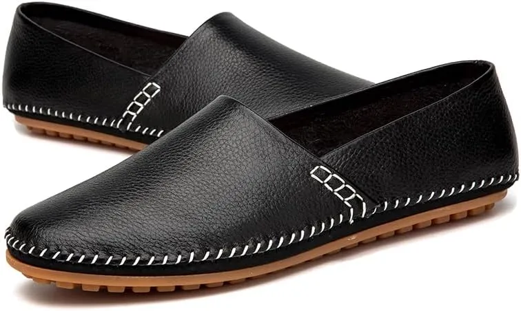 Men's Leather Loafer Flats Lightweight Casual Slip On Shoes for Walking Driving Dress