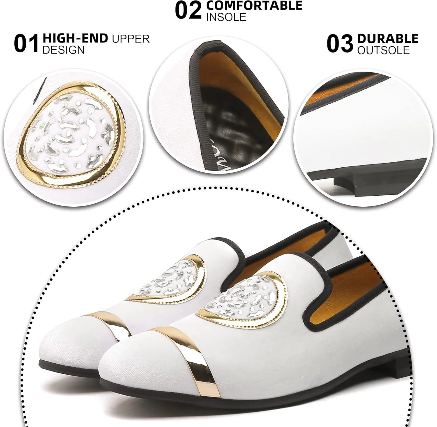Mens Rhinestone Loafers Velvet Tuxedo Dress Shoes with Gold Plate Smoking Slippers Slip-On Penny Party Wedding Casual Shoes