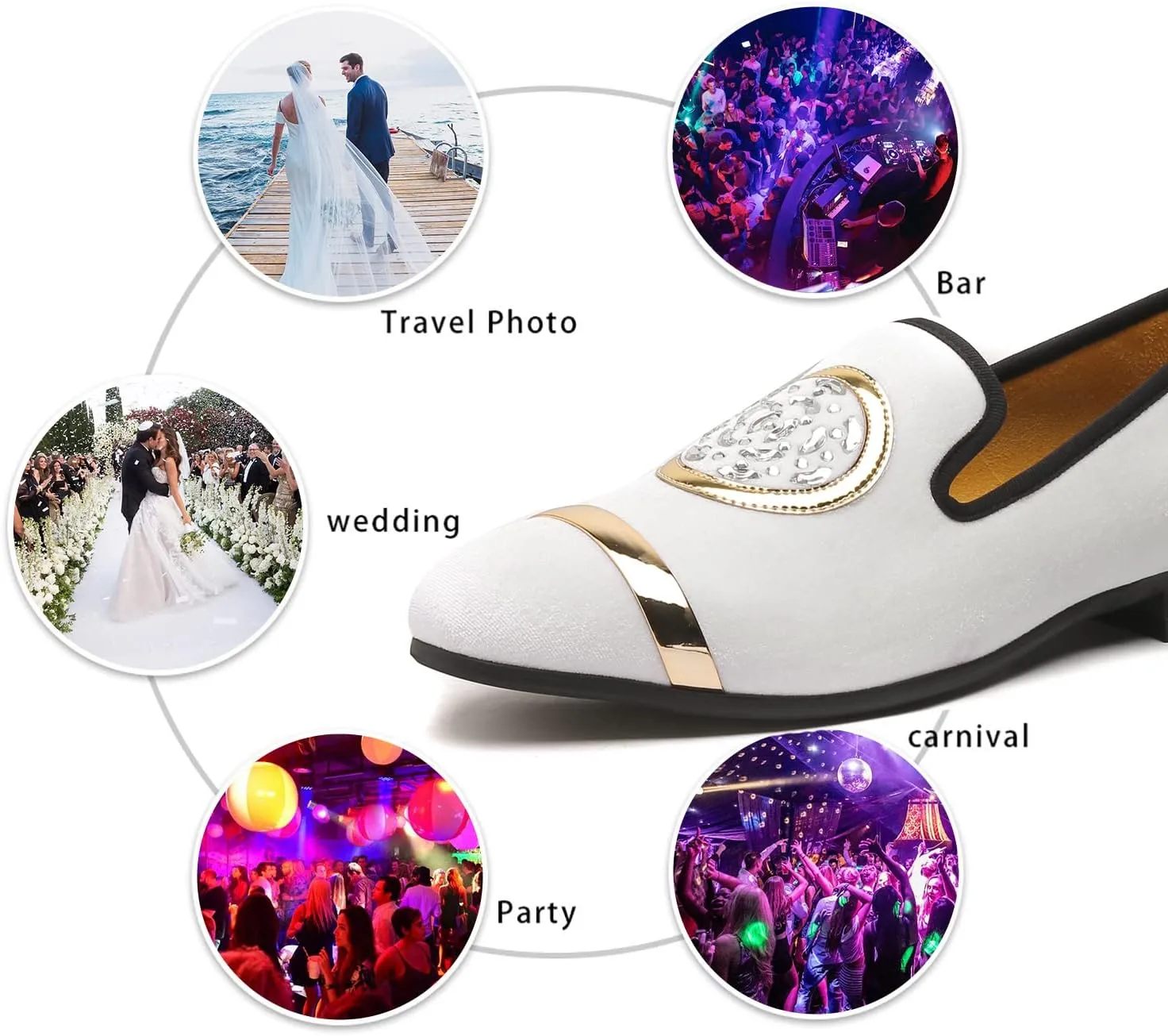 Mens Rhinestone Loafers Velvet Tuxedo Dress Shoes with Gold Plate Smoking Slippers Slip-On Penny Party Wedding Casual Shoes