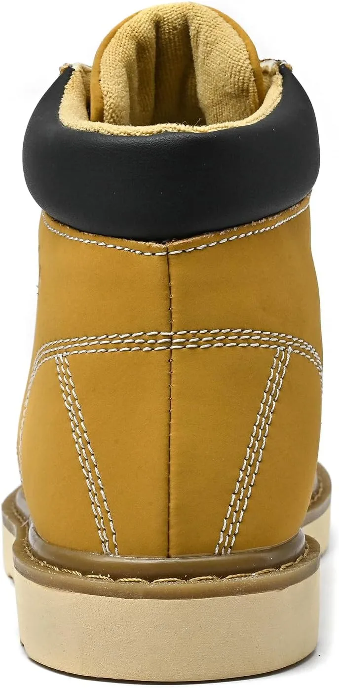MENS Work Boot High-tops Slip Resistant Protective Leather Shoes Outdoor Sports Fluffing Warm Shoes In Winter Cotton-padded Shose.