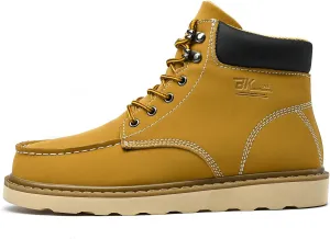 MENS Work Boot High-tops Slip Resistant Protective Leather Shoes Outdoor Sports Fluffing Warm Shoes In Winter Cotton-padded Shose.