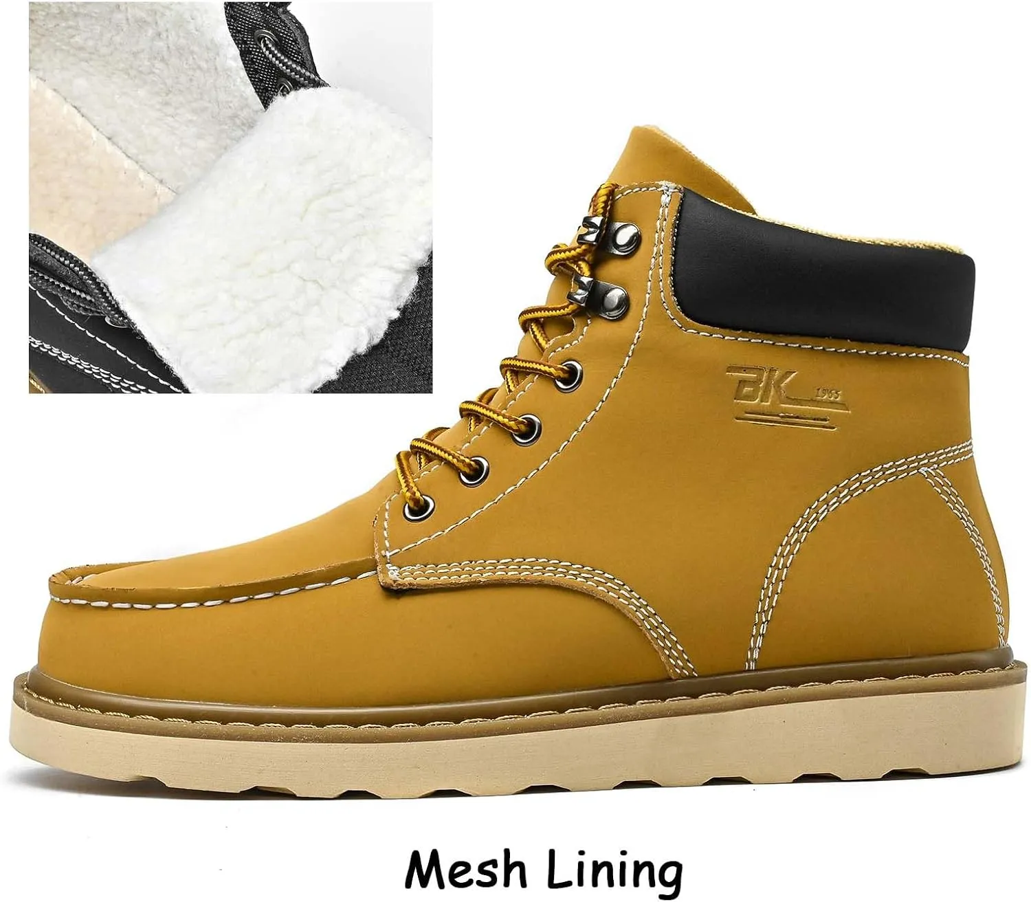 MENS Work Boot High-tops Slip Resistant Protective Leather Shoes Outdoor Sports Fluffing Warm Shoes In Winter Cotton-padded Shose.