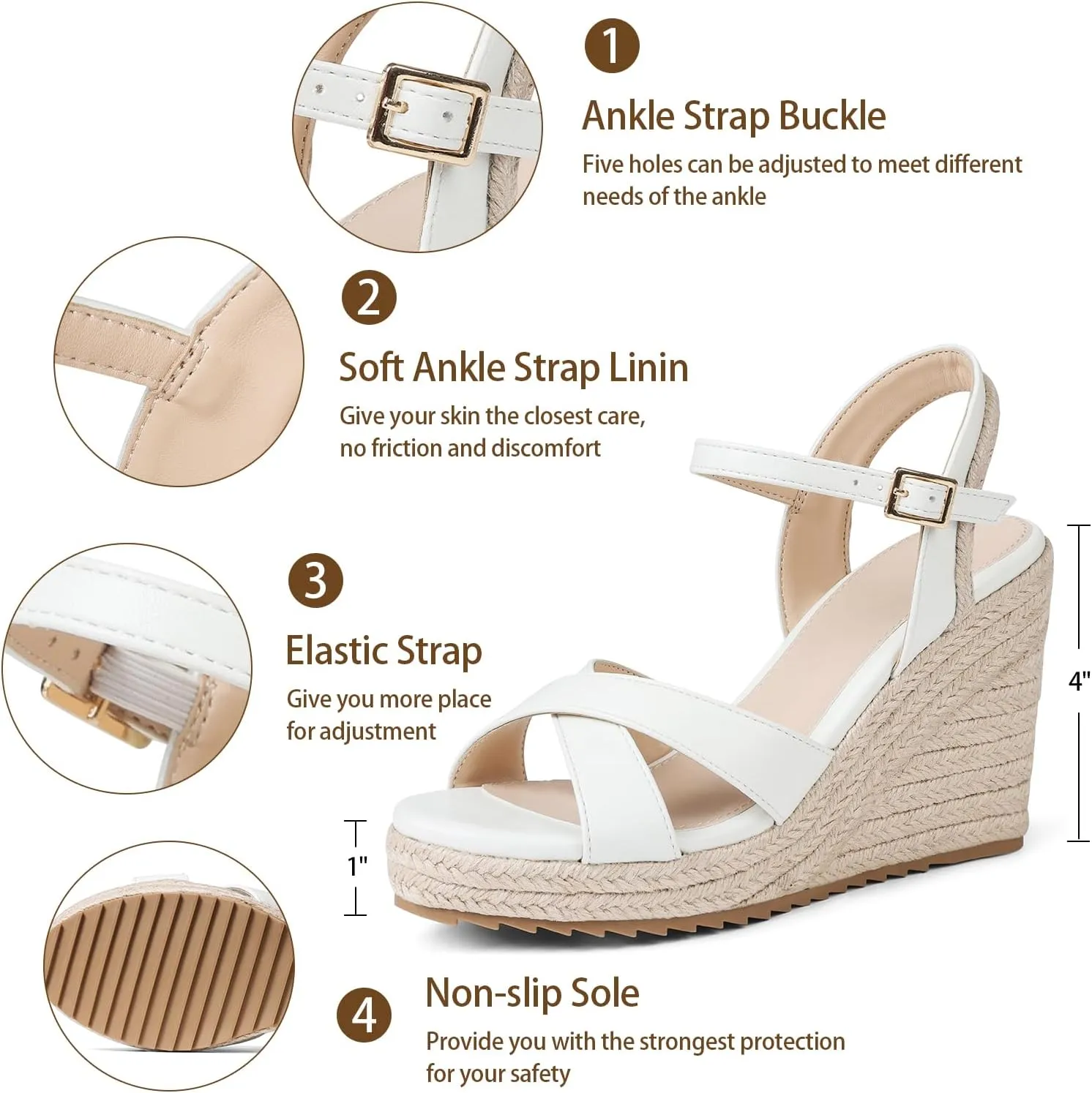 mikarka Women's Espadrille Wedge Sandals: Ankle Strap Platform Open Toe Wedges - Stylish High Heel Dressy Summer Wedges for Women, Inspired by Espadrilles