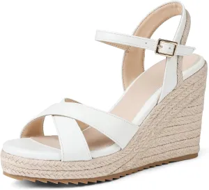 mikarka Women's Espadrille Wedge Sandals: Ankle Strap Platform Open Toe Wedges - Stylish High Heel Dressy Summer Wedges for Women, Inspired by Espadrilles