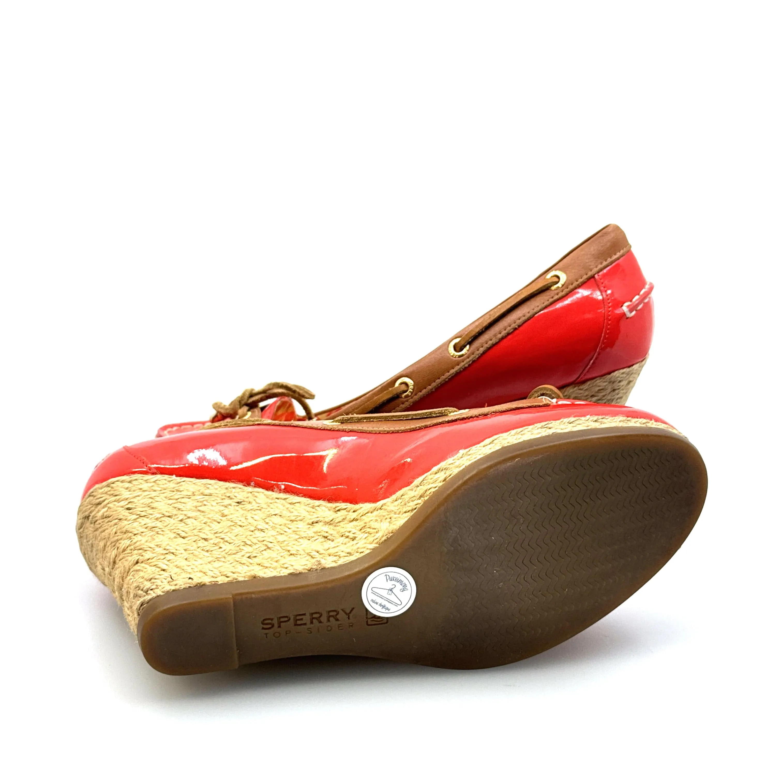 Milly for Sperry Top-Sider Size 7.5M Espadrille Coral Patent Leather Boat Shoes