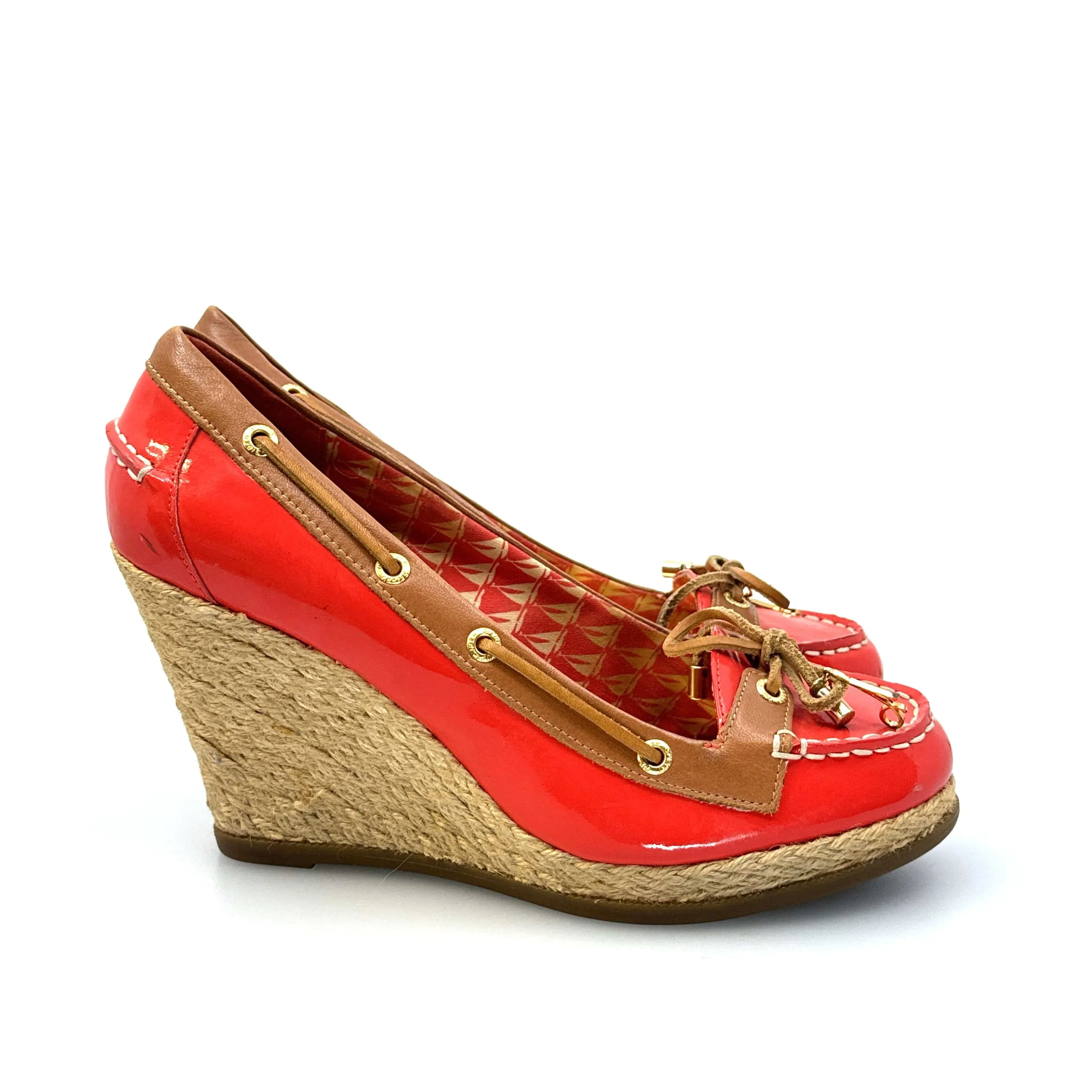 Milly for Sperry Top-Sider Size 7.5M Espadrille Coral Patent Leather Boat Shoes