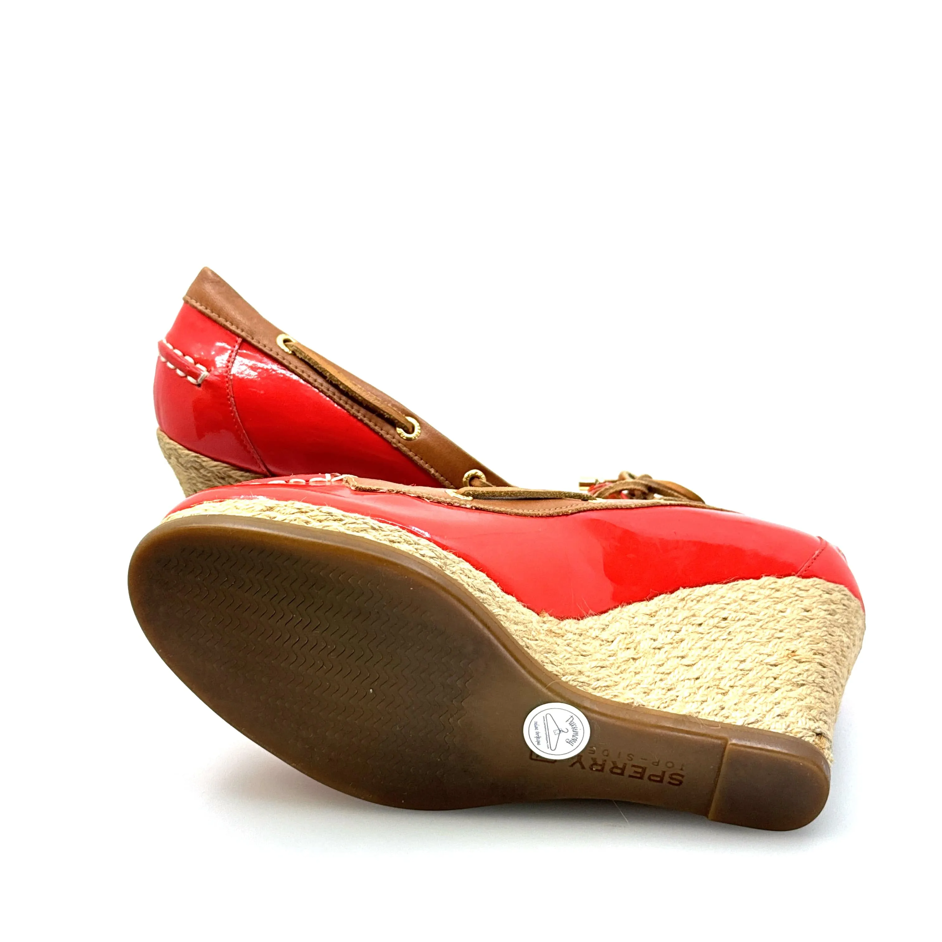 Milly for Sperry Top-Sider Size 7.5M Espadrille Coral Patent Leather Boat Shoes