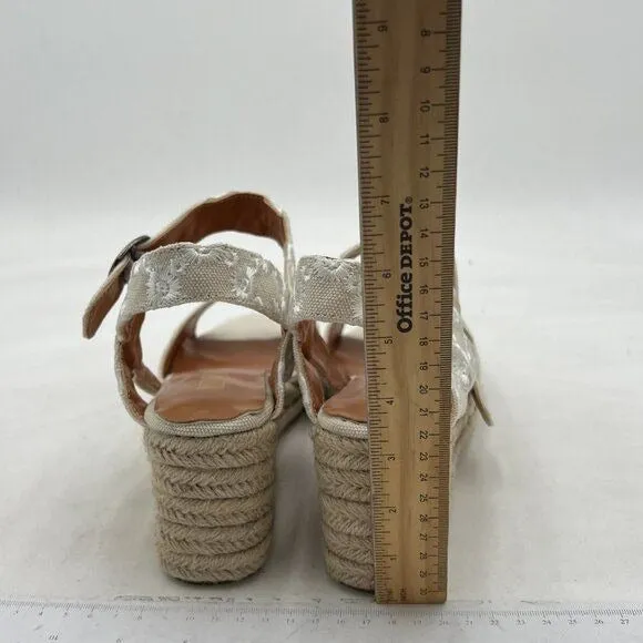 Miss Left White Platform Open Toe Espadrille Ankle Strap High Heel Sandal