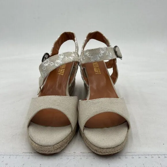 Miss Left White Platform Open Toe Espadrille Ankle Strap High Heel Sandal