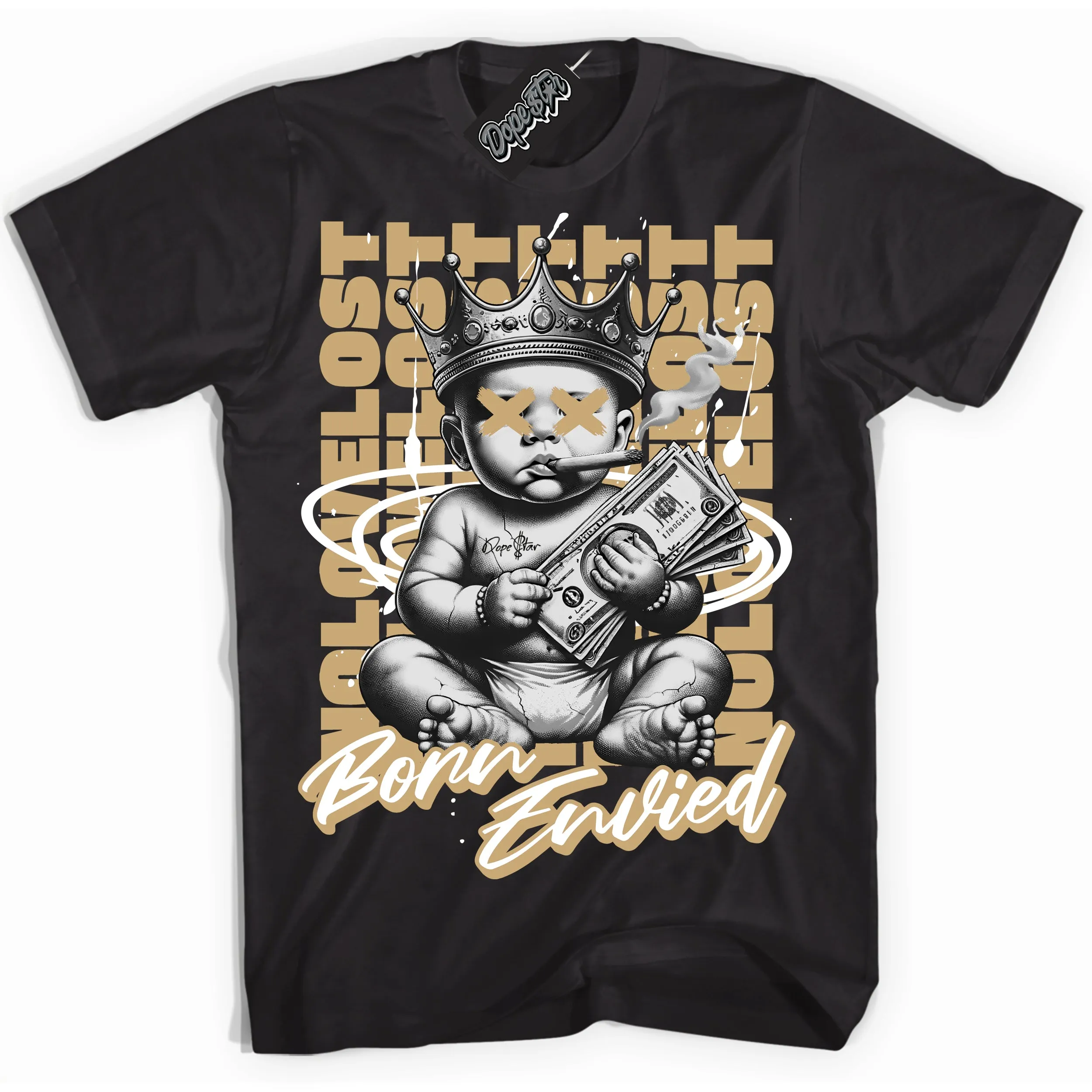 MVP White Metallic Gold Sneaker Shirt Born Envied Graphic