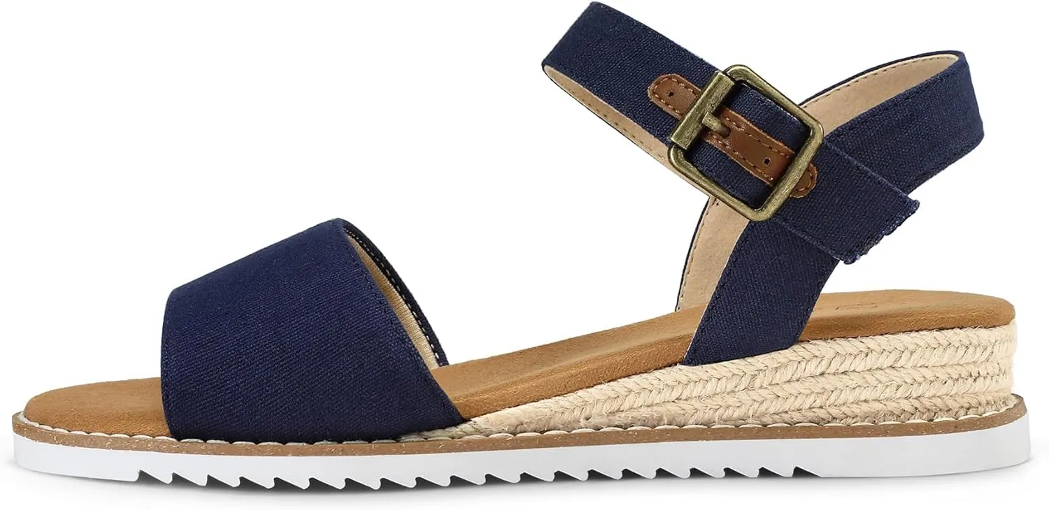 mysoft Women's Espadrilles Wedge Sandals Open Toe Ankle Strap Comfortable Casual Summer Walking Shoes