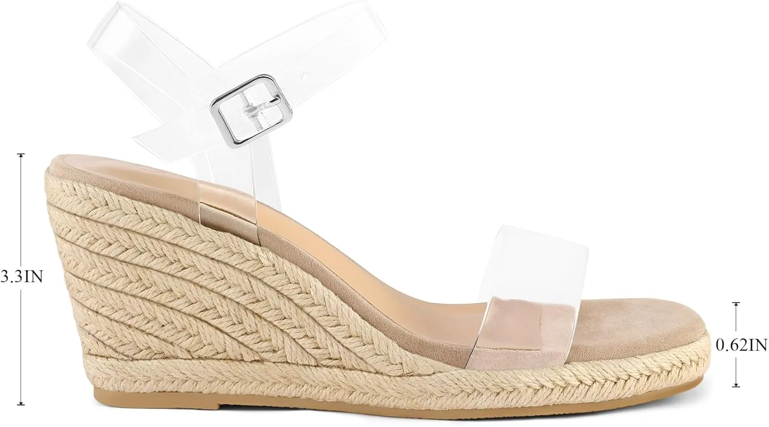mysoft Women's Platform Espadrille Wedge Sandals Square Open Toe Ankle Strap Buckle Casual Summer Dressy Sandals