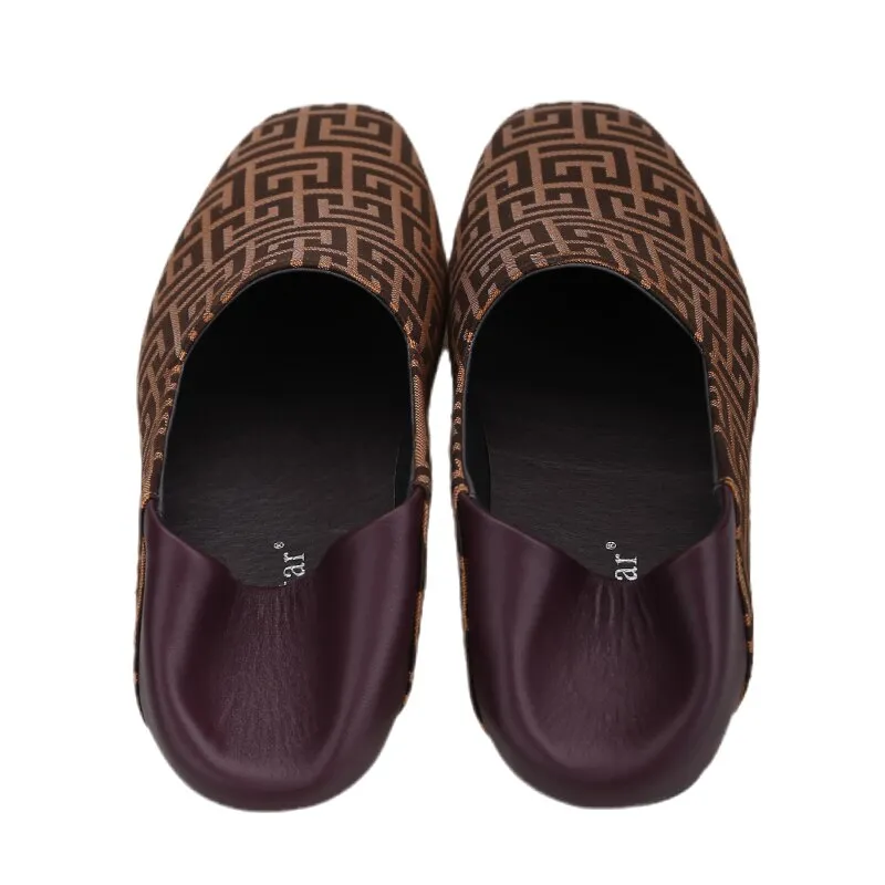 New Plaid Stereoscopic Jacquard Fabric Handmade Men's Loafers