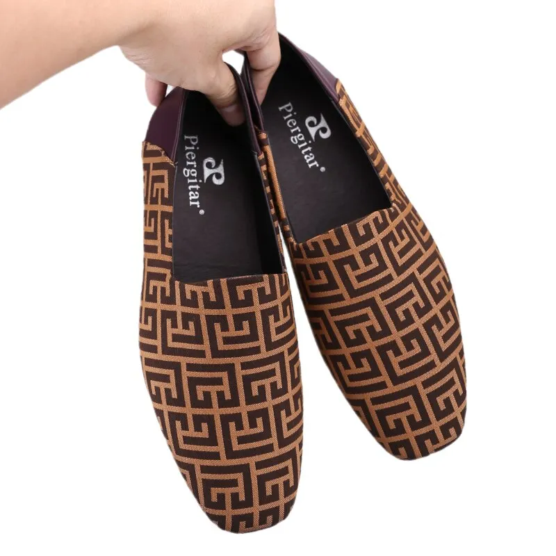 New Plaid Stereoscopic Jacquard Fabric Handmade Men's Loafers