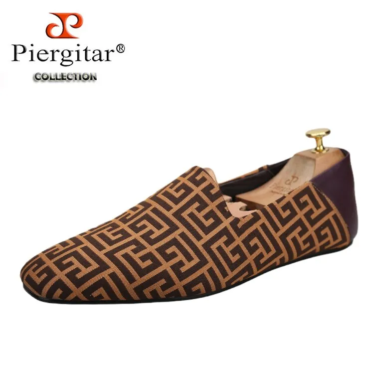 New Plaid Stereoscopic Jacquard Fabric Handmade Men's Loafers