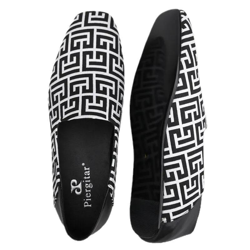 New Plaid Stereoscopic Jacquard Fabric Handmade Men's Loafers