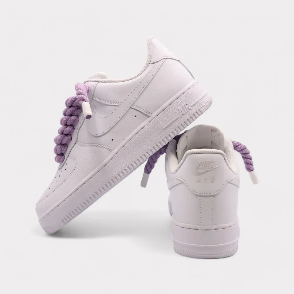 Nike Air Force 1 White - Rope Lace Light Violet