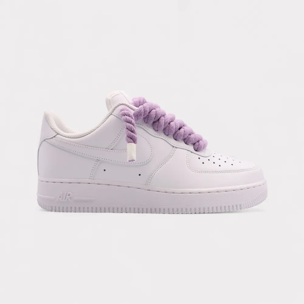 Nike Air Force 1 White - Rope Lace Light Violet