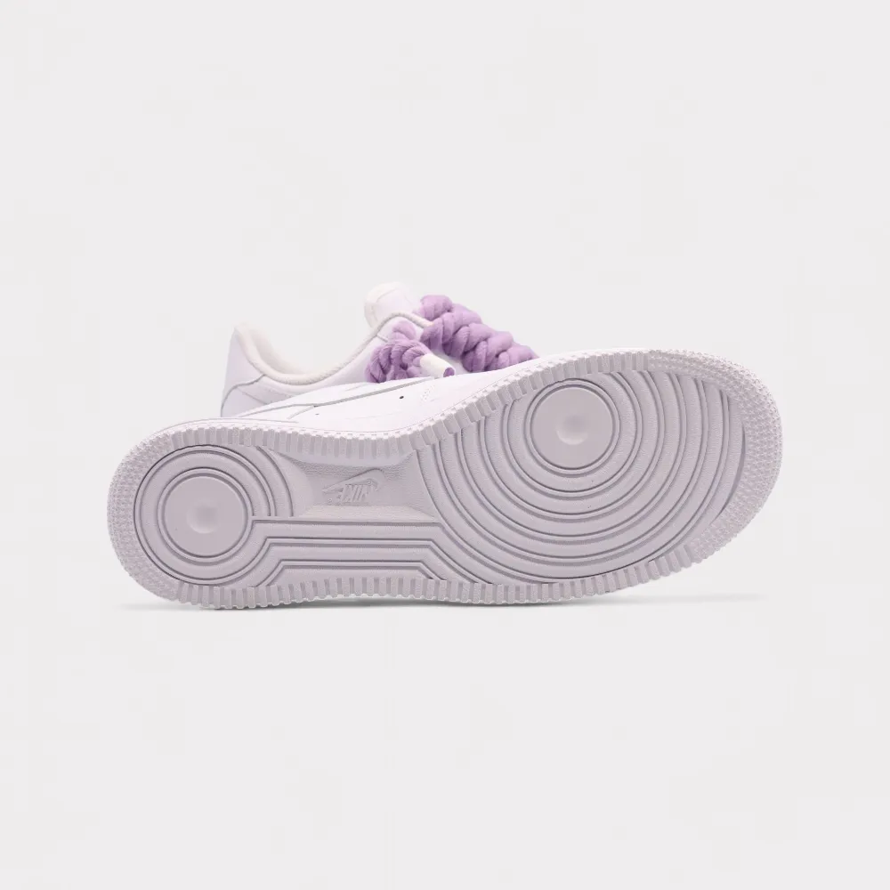 Nike Air Force 1 White - Rope Lace Light Violet
