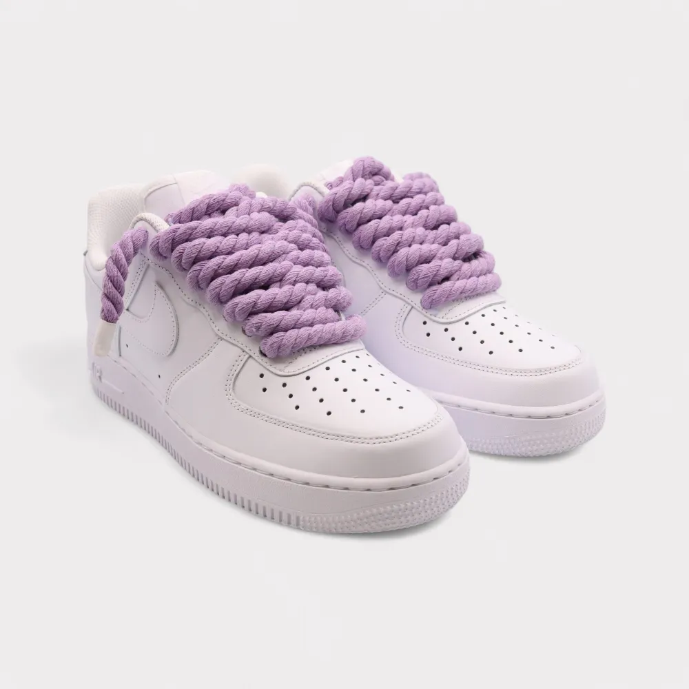 Nike Air Force 1 White - Rope Lace Light Violet
