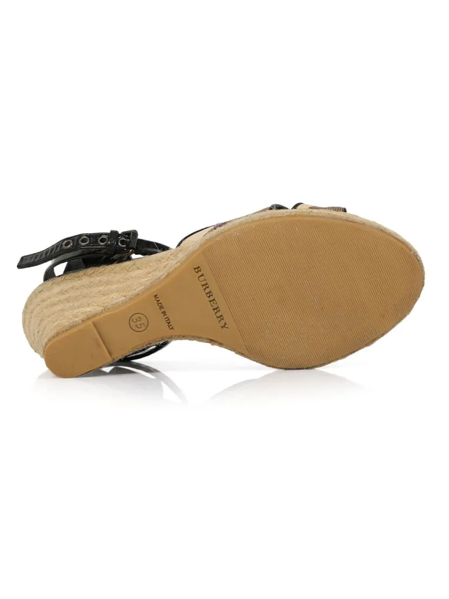 Nova Check Black Espadrille Sandals/Size-35EUR