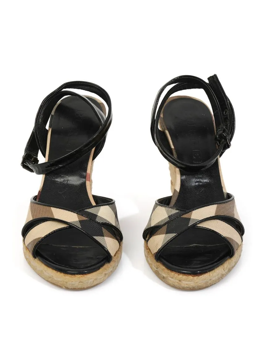 Nova Check Black Espadrille Sandals/Size-35EUR