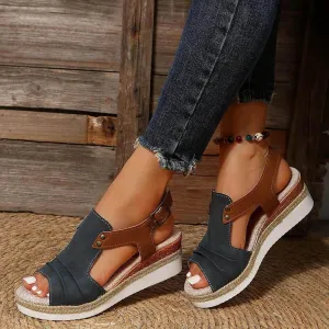 Orthopedic Wedge Sandals for Women Dressy Summer Platform Espadrilles Open Toe Ankle Strap Sandals Womens Casual Strappy Beach Vacation Sandals Comfortable Walking Outdoor Shoes