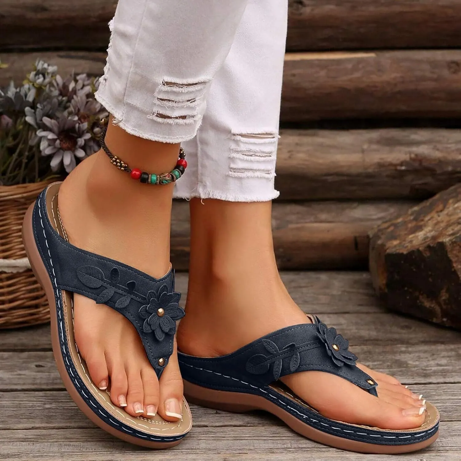 Orthopedic Wedge Sandals for Women Summer Dressy 2025 Flat Open Toe Platform Sandals Casual Flip Flops for Women with Arch Support Silppers Comfortable Slip on Sandals Beach Sandals Dress Shoes