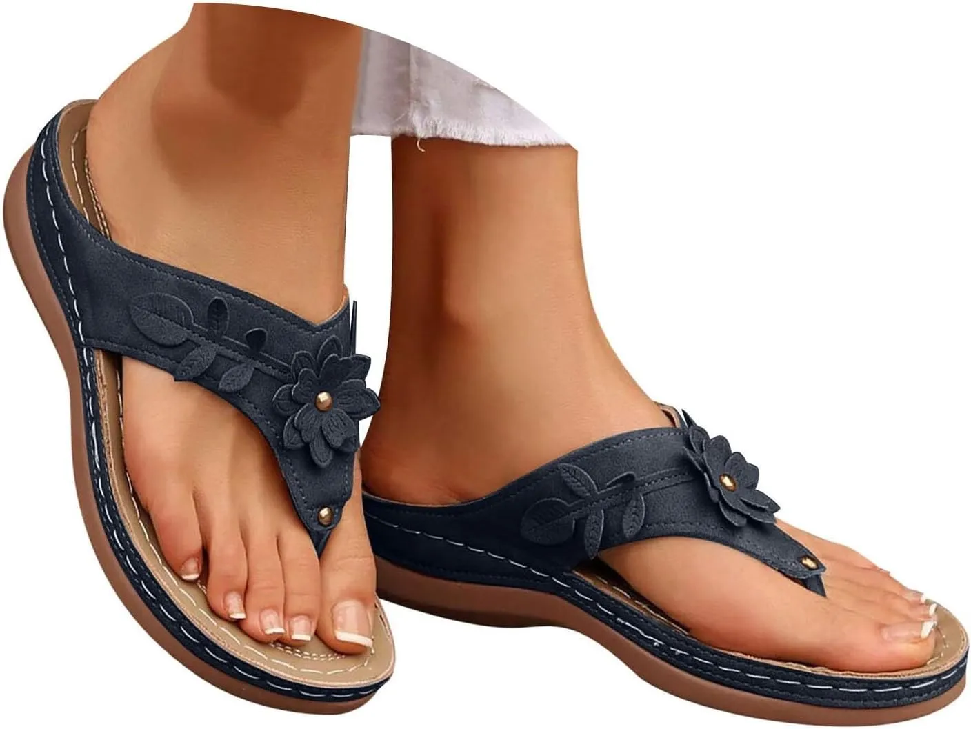 Orthopedic Wedge Sandals for Women Summer Dressy 2025 Flat Open Toe Platform Sandals Casual Flip Flops for Women with Arch Support Silppers Comfortable Slip on Sandals Beach Sandals Dress Shoes