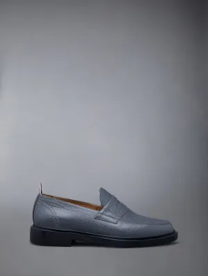 Pebble Grain Leather Rubber Sole Penny Loafer