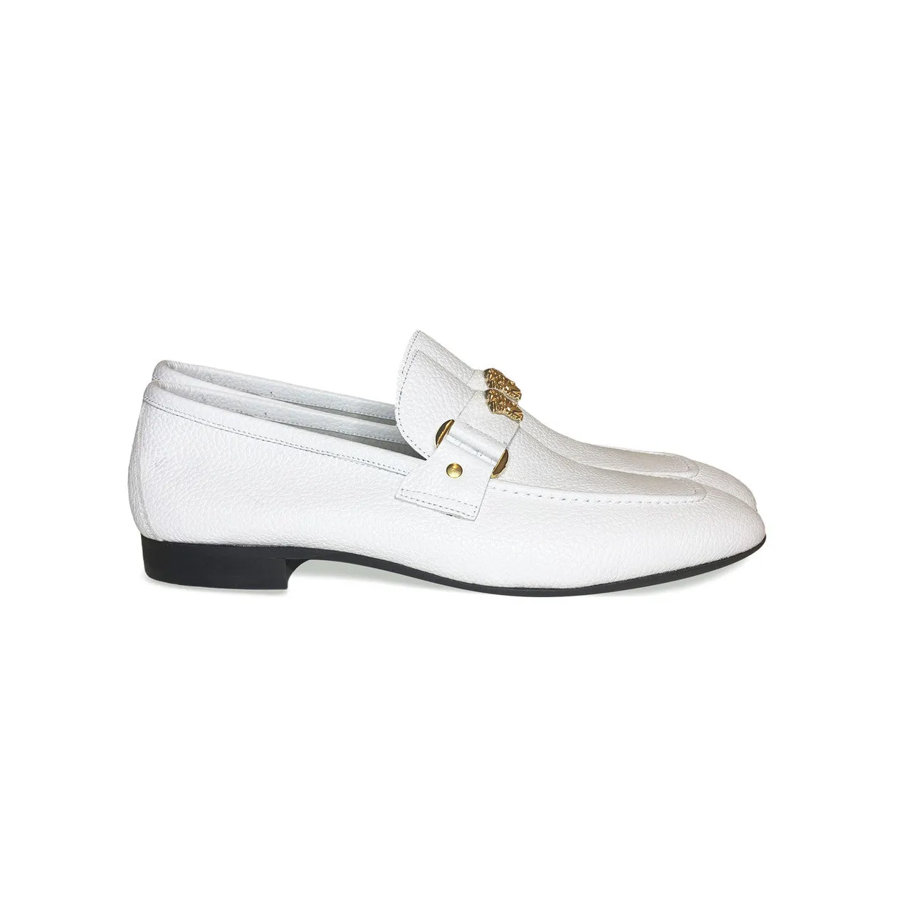 Pelle Line  Lucas- Loafer with Medusa ornament- White