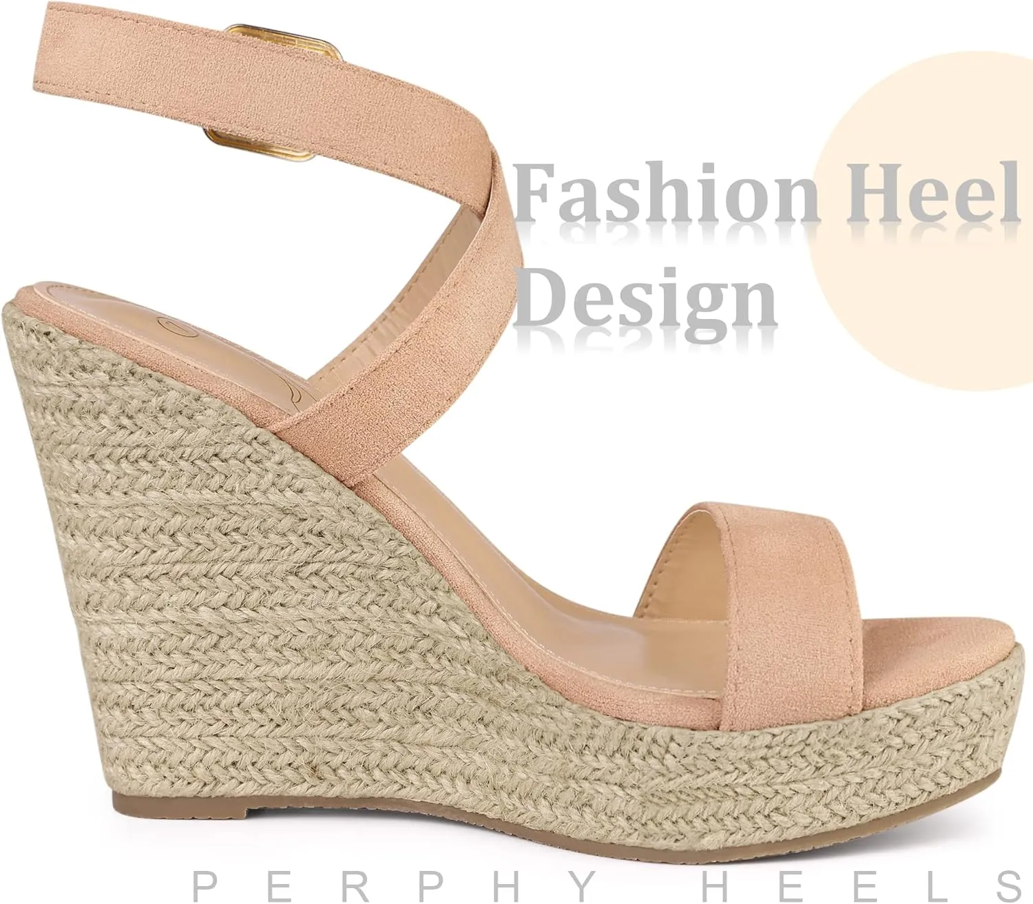 Perphy Slingback Crisscross Espadrille Wedge Heel Sandals for Women