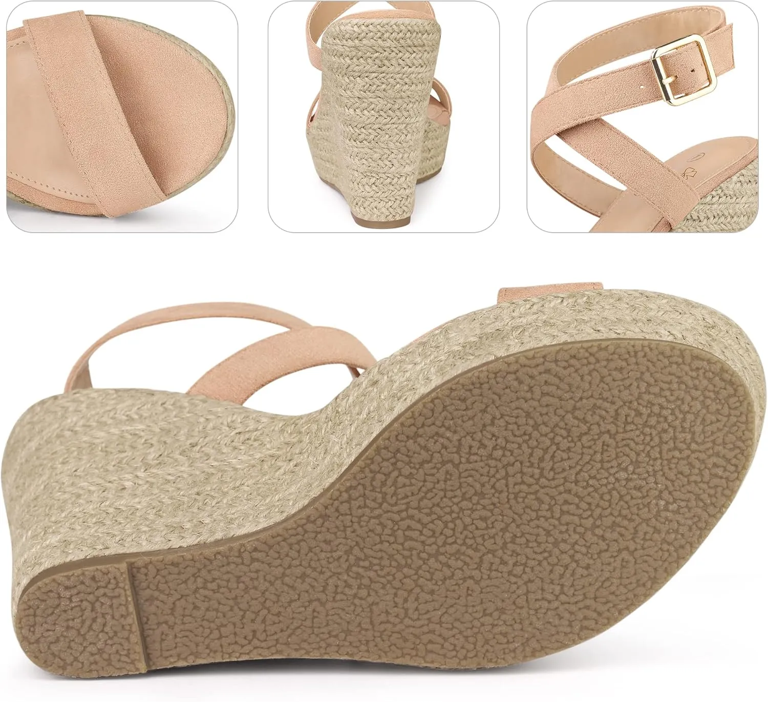 Perphy Slingback Crisscross Espadrille Wedge Heel Sandals for Women