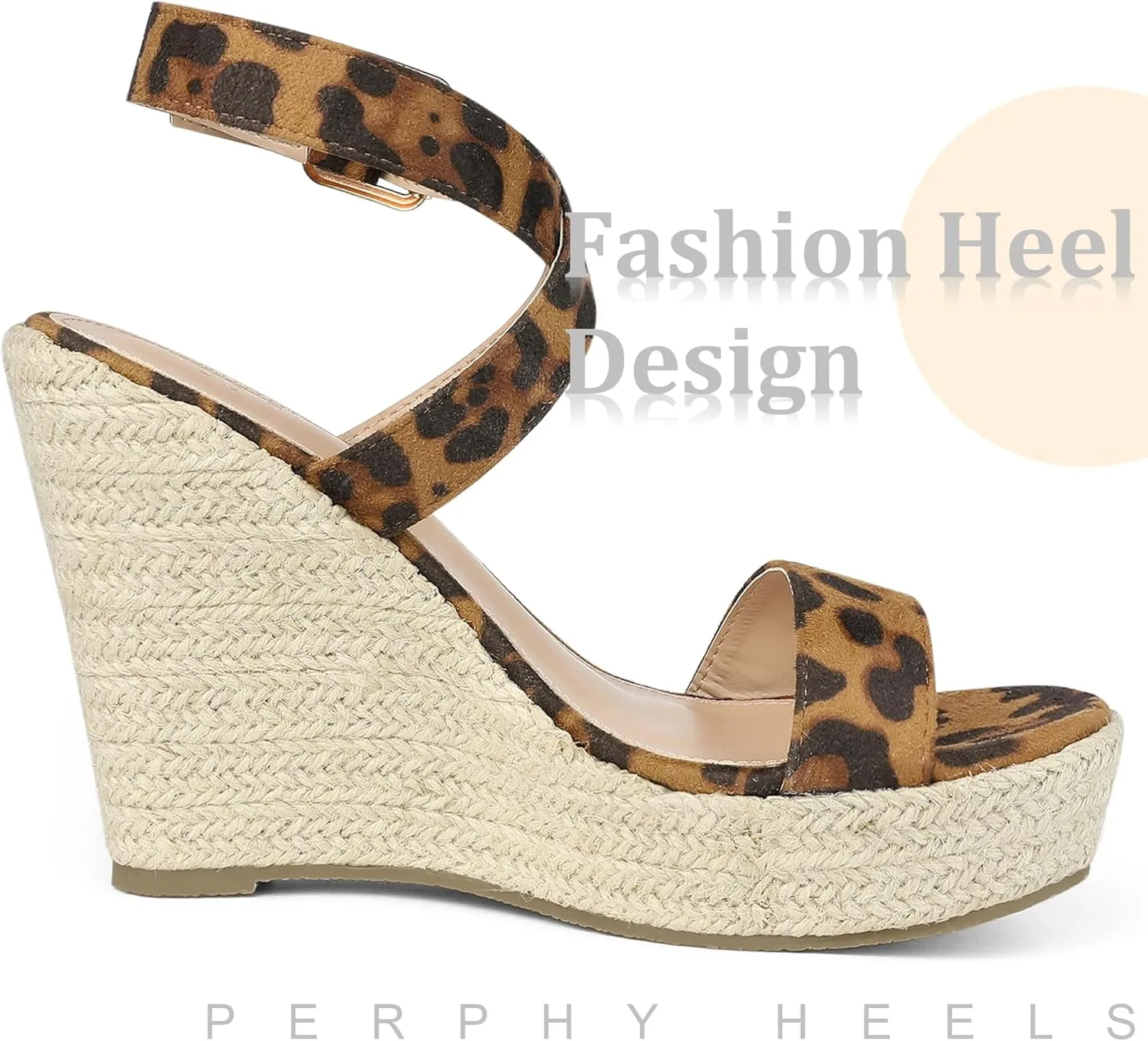 Perphy Slingback Crisscross Espadrille Wedge Heel Sandals for Women