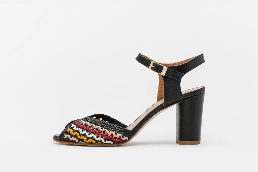 PETRA Black Woven Sandal