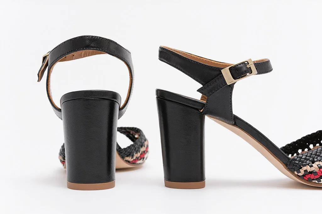 PETRA Black Woven Sandal