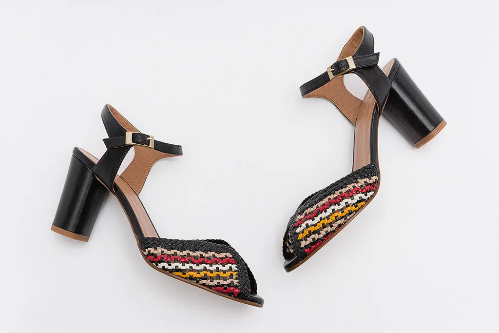 PETRA Black Woven Sandal
