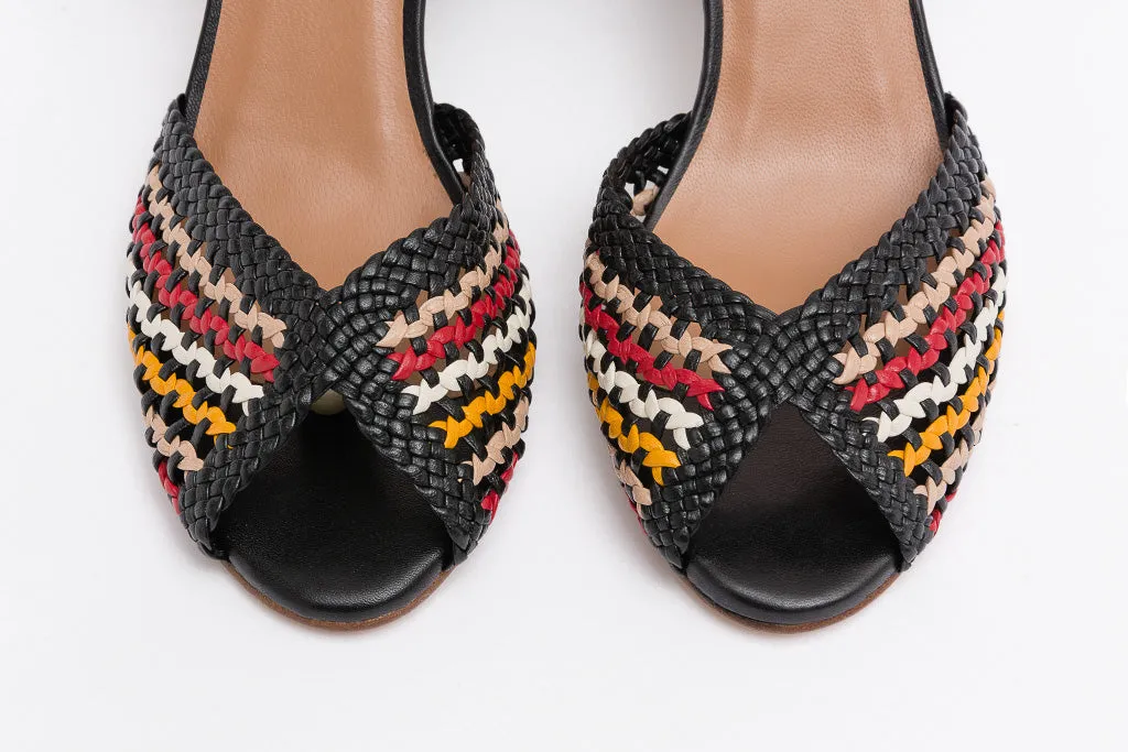 PETRA Black Woven Sandal