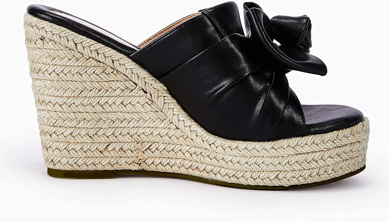 PiePieBuy Womens Platform Espadrilles Slip On Wedge Sandals Bow Tie Open Toe Slides Shoes