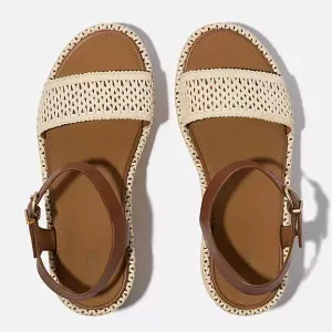PLATFFORMS Woven Wedge Ankle-Strap Sandals