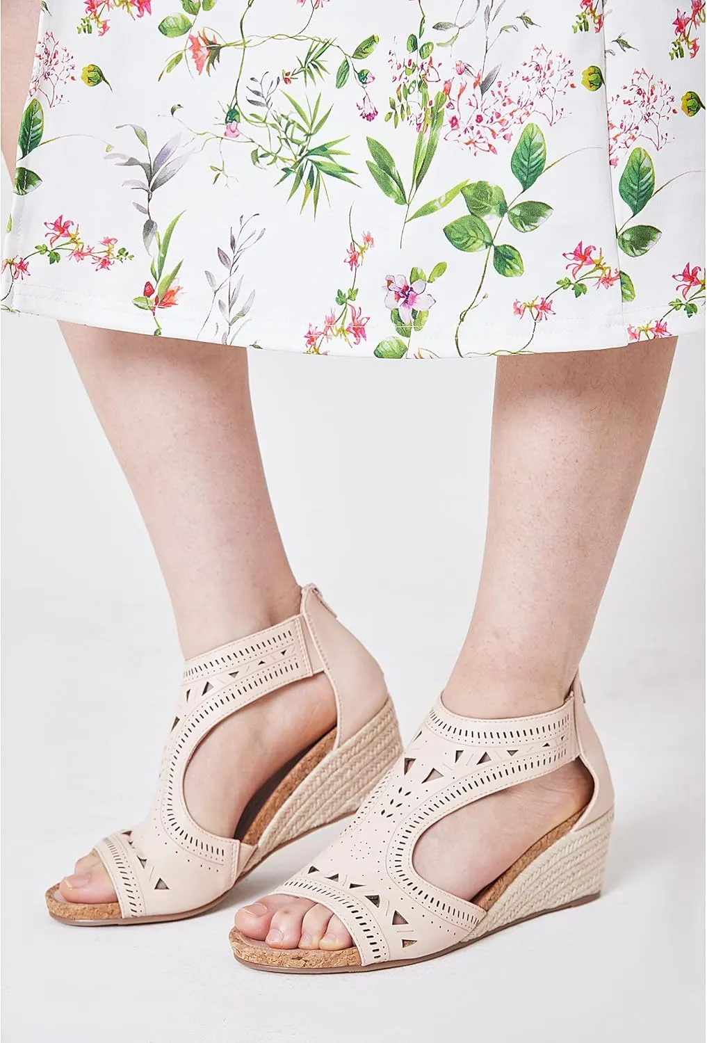 Platform Espadrille Wedge Sandals for Women Slip On Slides Comfortable Big Buckle Sandals Open Toe Beach Dress Sandal