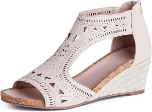 Platform Espadrille Wedge Sandals for Women Slip On Slides Comfortable Big Buckle Sandals Open Toe Beach Dress Sandal