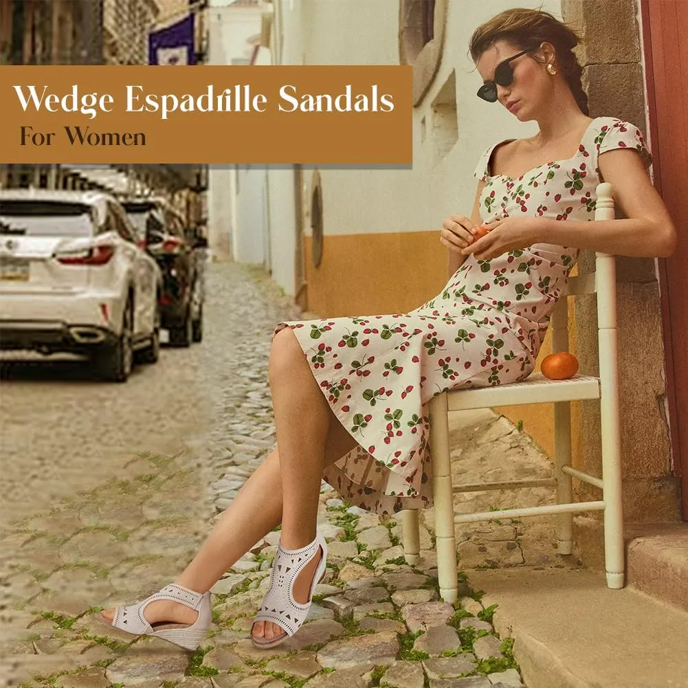 Platform Espadrille Wedge Sandals for Women Slip On Slides Comfortable Big Buckle Sandals Open Toe Beach Dress Sandal