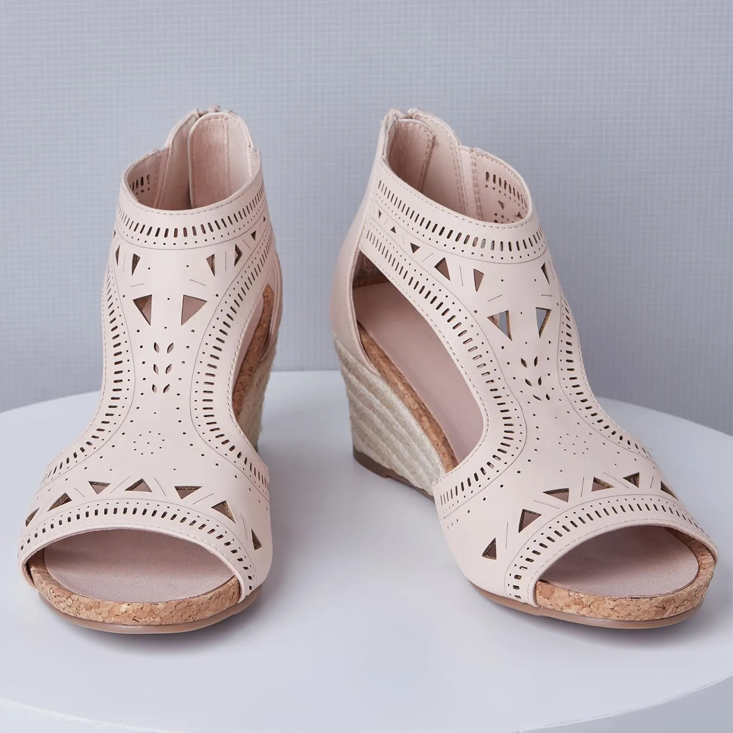 Platform Espadrille Wedge Sandals for Women Slip On Slides Comfortable Big Buckle Sandals Open Toe Beach Dress Sandal