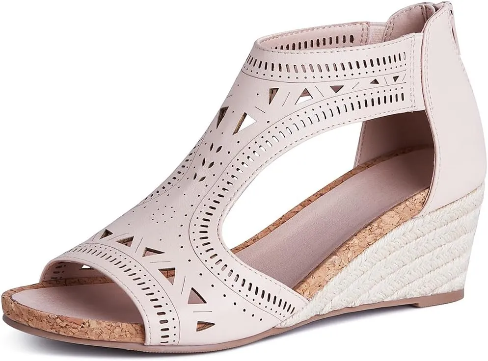 Platform Espadrille Wedge Sandals for Women Slip On Slides Comfortable Big Buckle Sandals Open Toe Beach Dress Sandal