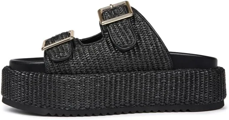 Platform Sandals for Women Espadrille Wedges Summer Beach Comfortable Open Toe Cute Woven Straw Crochet Vacation Slides Mules Casual