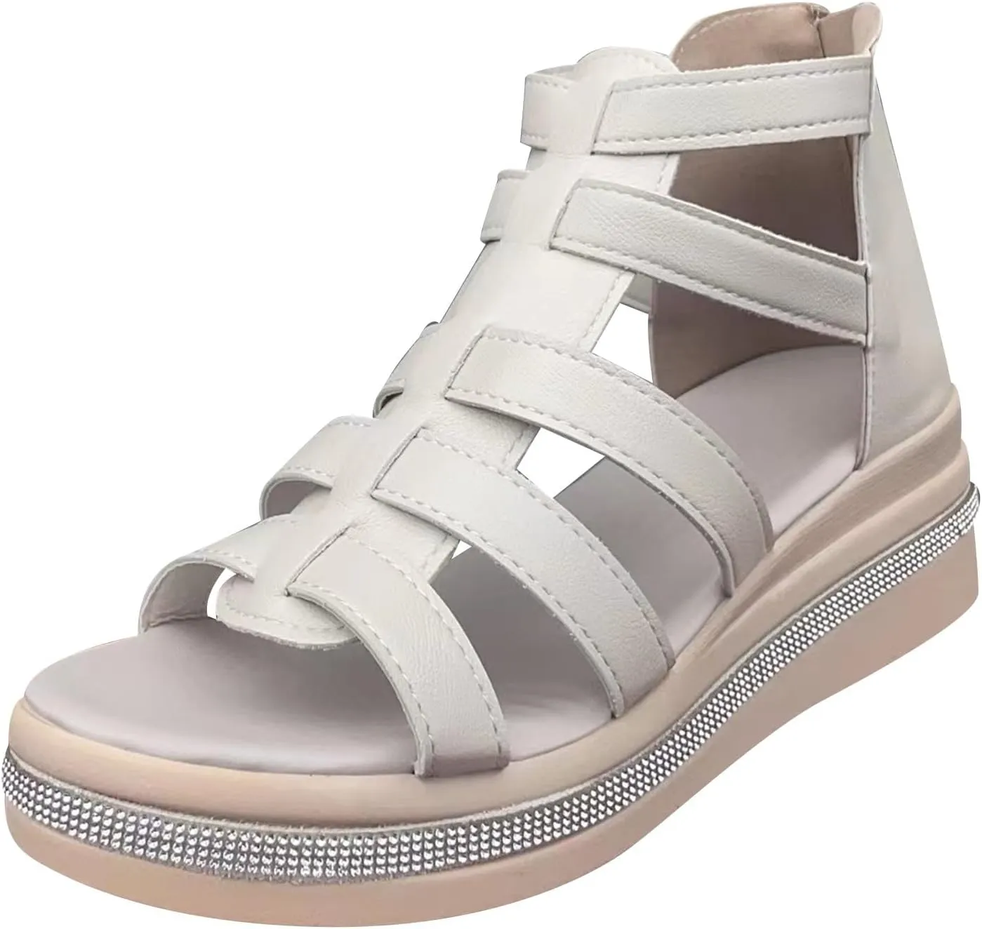 Platform Sandals Women Many Band Open Toe Ankle Strap Fashion Slide Sandal Close Toed Sandals Women