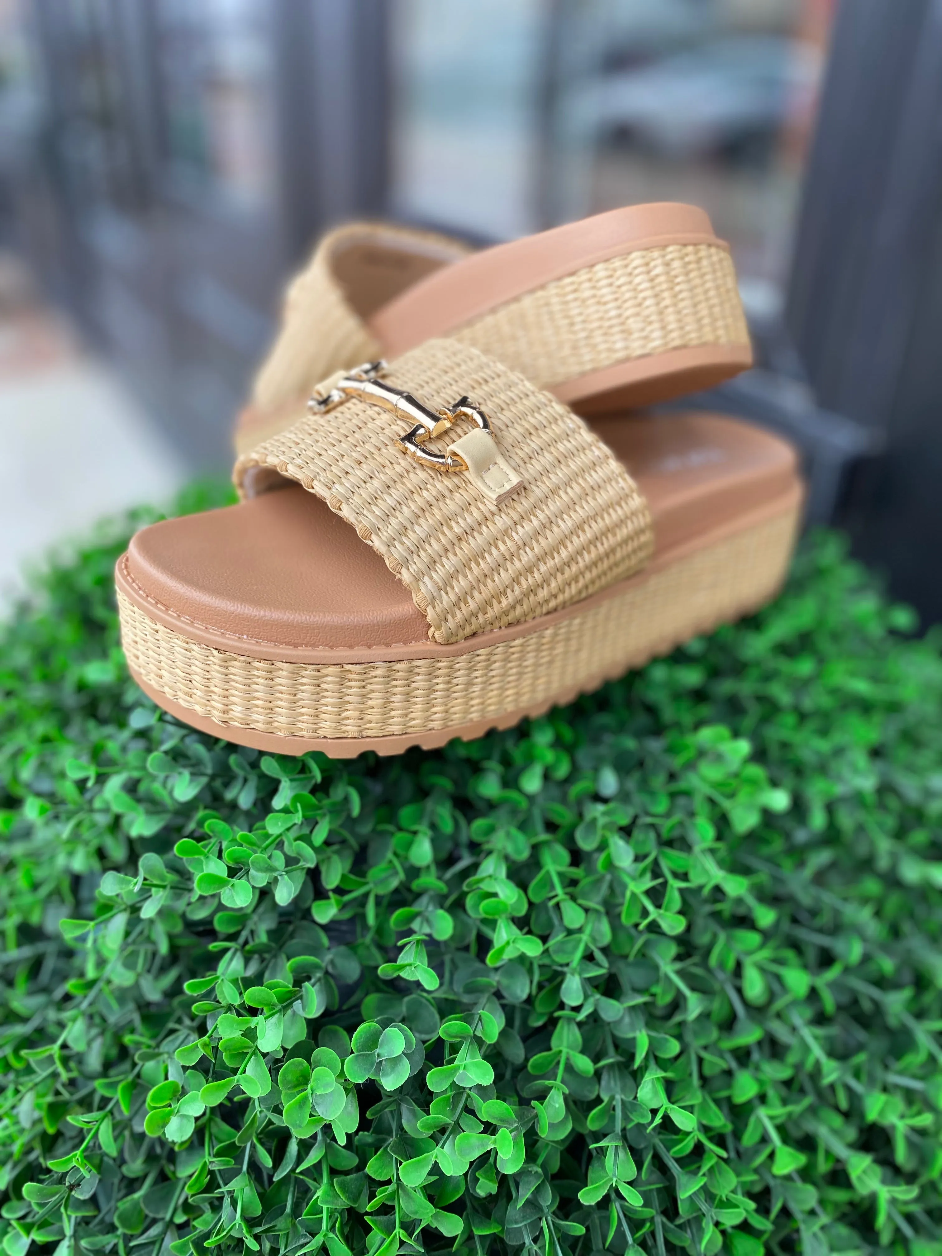 Platform Woven Horsebit Sandal